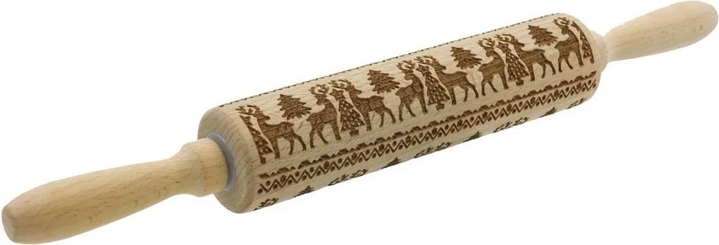 Toro Drewniany wałek z dekorem Renifer, 38  cm