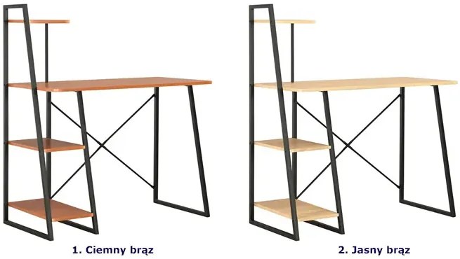 Loftowe biurko z regałem ciemny brąz - Aidan