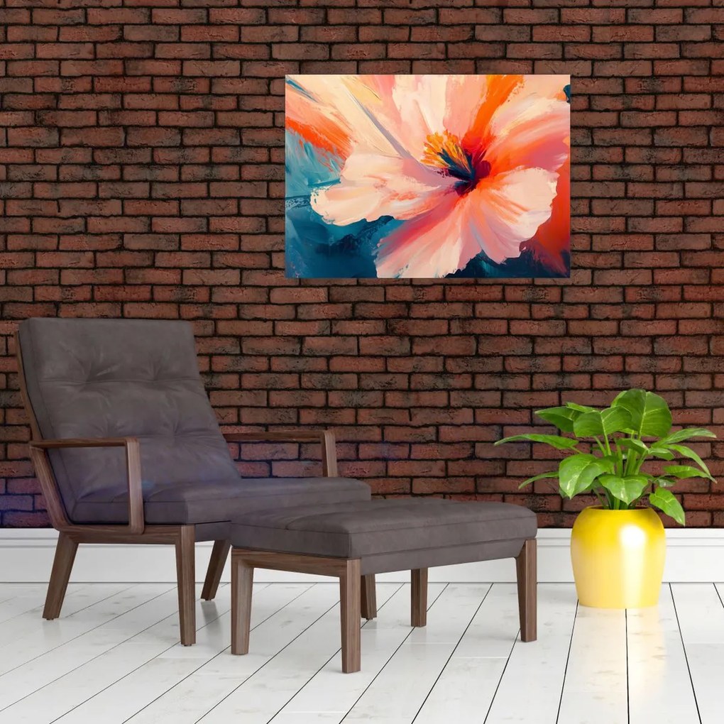 Obraz na szkle - Malowany kwiat (70x50 cm)