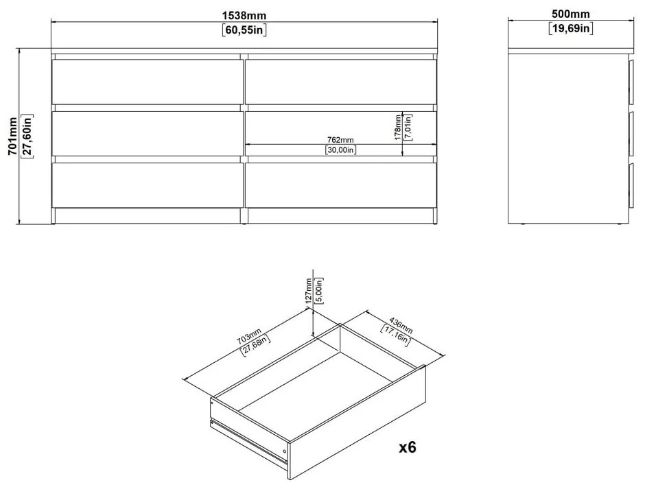 Komoda w dekorze dębu w naturalnym kolorze 154x70x50 cm Naia – Tvilum