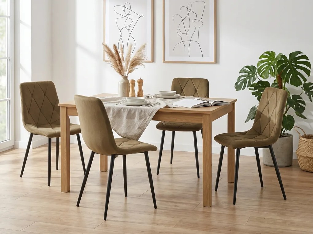 Brązowe aksamitowe krzesło LIBRA OLIVE BROWN z czarnymi nogami