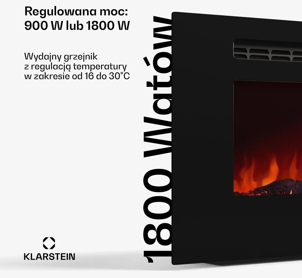 Klarstein Galeras Smart kominek elektryczny, 2 stopnie grzania, 16 – 30°| technologia IOT