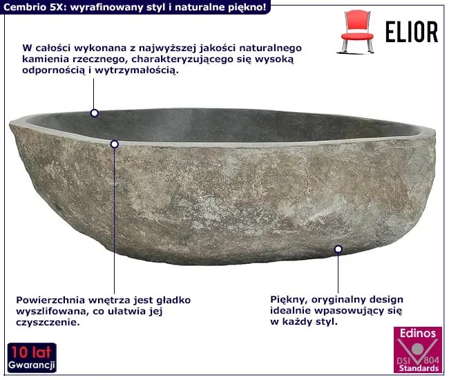 Umywalka łazienkowa z kamienia rzecznego - Falax 5X
