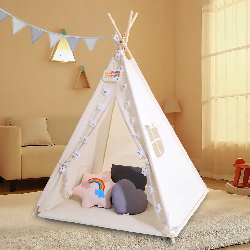 Namiot tipi JULIUS, 120x120x160cm, biała/szara Jurhan