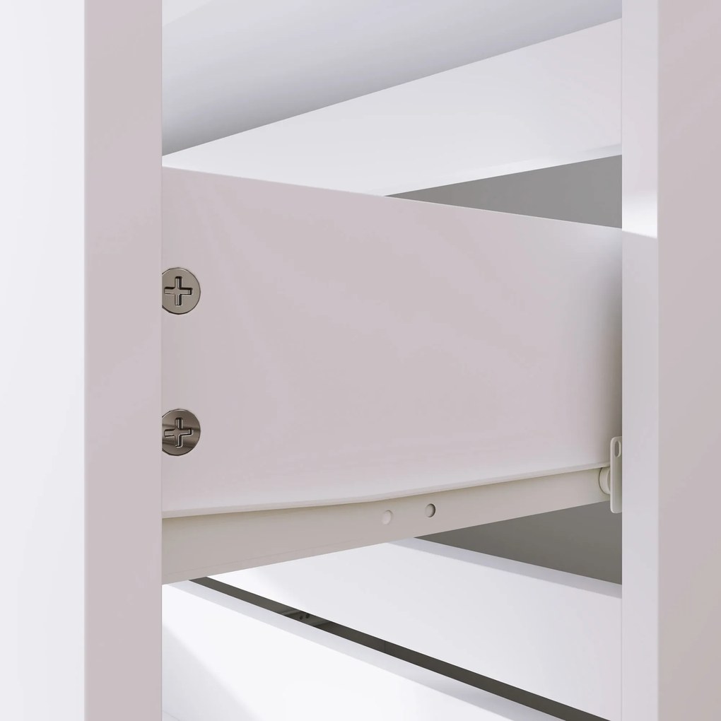 HOMCOM Komoda z 4 szufladami, biała, 55 x 33 x 80 cm, szafka biurowa z zabezpieczonymi uchwytami, do salonu i sypialni