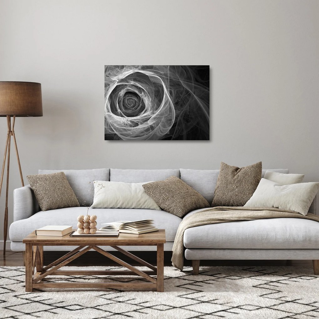 Obraz na szkle - Abstrakcyjna róża czarno-biała (70x50 cm)