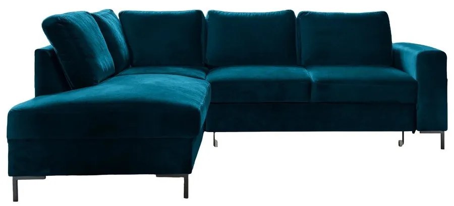 Turkusowy aksamitny rozkładany narożnik (lewostronny) Lofty Lilly – Miuform