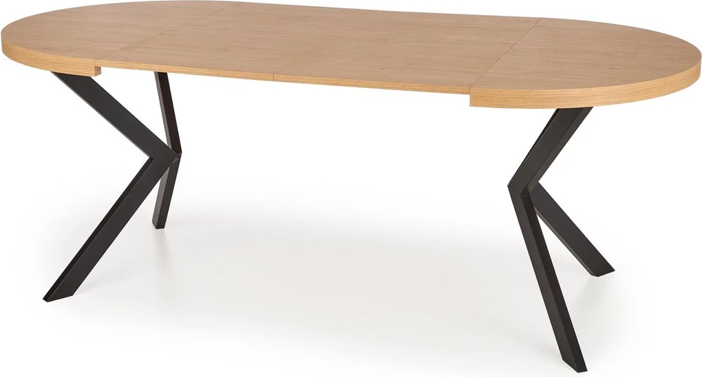 Okrągły rozkładany stół do jadalni Peroni dąb złoty / czarny