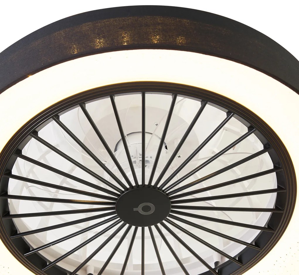 Czarny Wentylator sufitowy z lampą z efektem gwiazdy 47 cm z LED, ściemnialny, z pilotem - Emily Nowoczesny Oswietlenie wewnetrzne