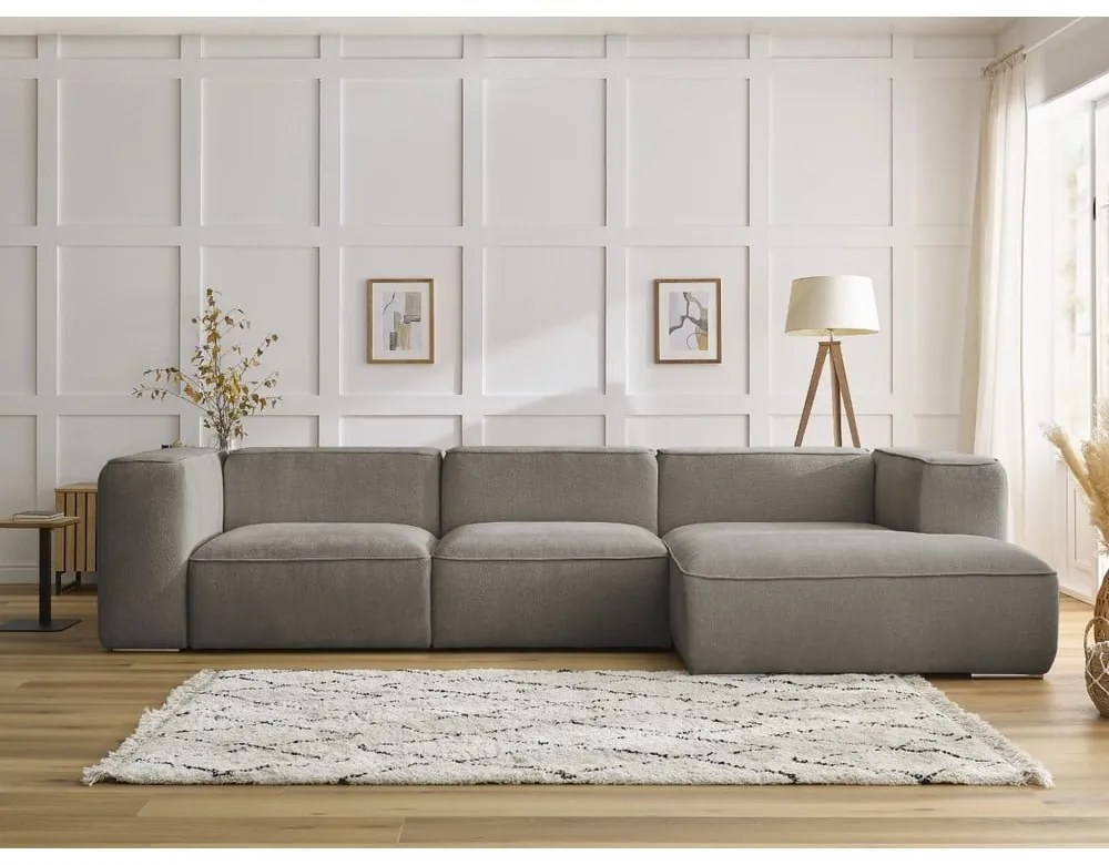 Szarobrązowy narożnik z materiału bouclé (prawostronny) Zephyr – Bobochic Paris