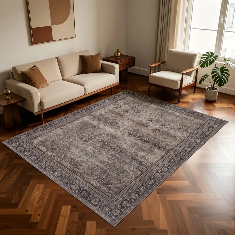 Dywan vintage INKA Oriental z Efektem Postarzenia Brązowy 200 cm x 290 cm