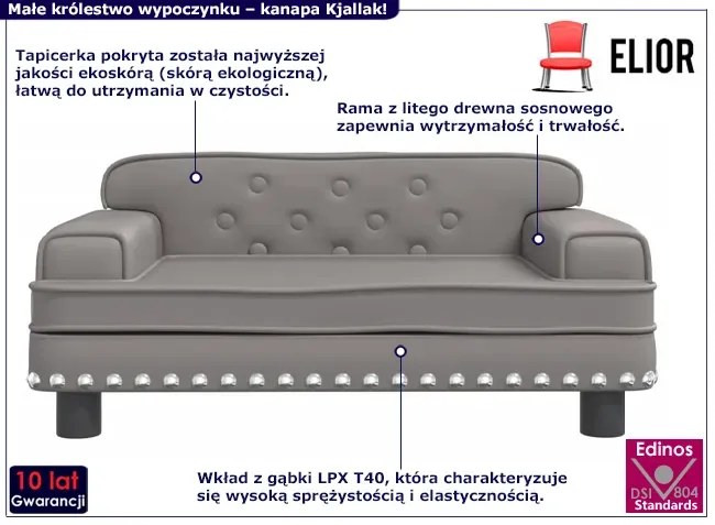 Szara kanapa na nóżkach dla dzieci - Nilan