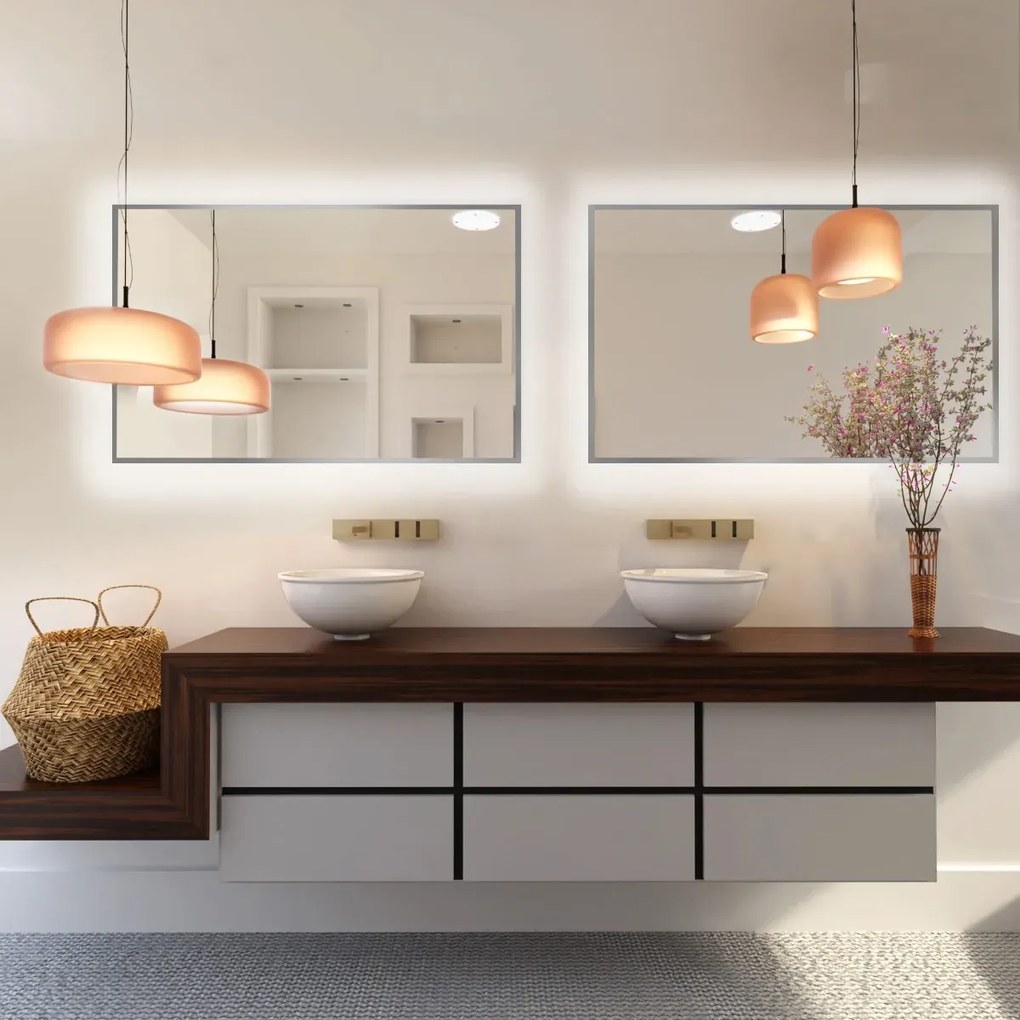 Lustro łazienkowe LUMO 90x60cm srebrne z oświetleniem LED BALTICA DESIGN