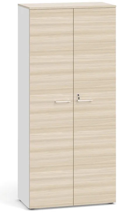 Szafa biurowa z drzwiami PRIMO 2023, 800 x 420 x 1781 mm, biały/dąb naturalny