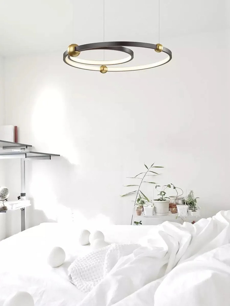 Podwójna lampa sufitowa ringi czarna Aurora 50 cm No.2