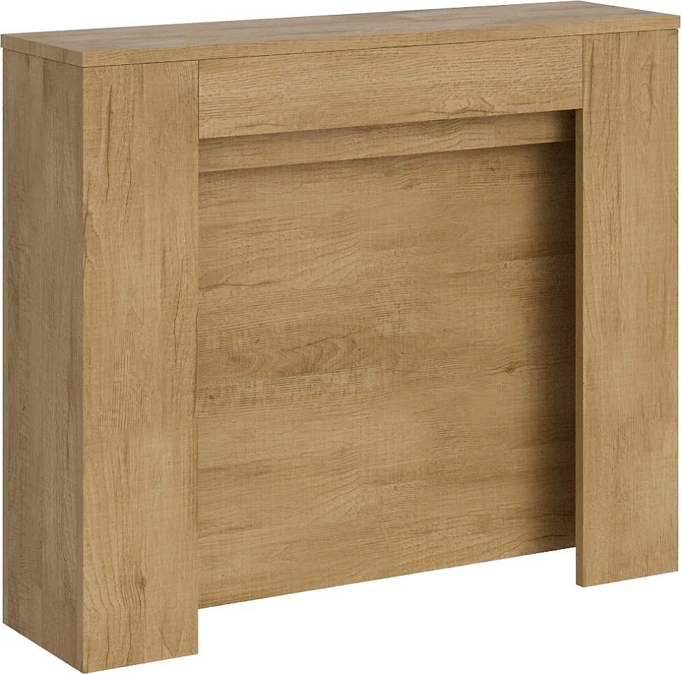 Konsola rozkładana 90x25/211 cm Kiba Dąb naturalny wewnętrzne przedłużenia