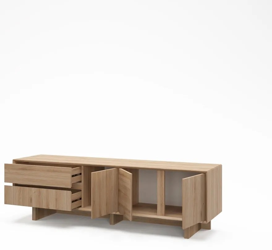 Szafka pod TV w dekorze dębu w naturalnym kolorze 180x55x45 cm Carpi – Marckeric