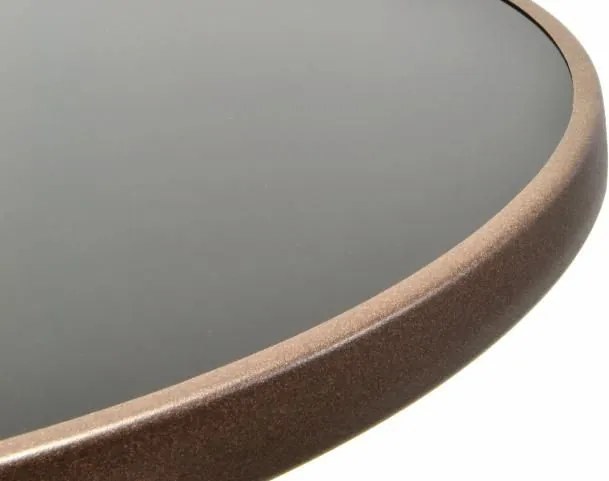 Ogrodowy bistro stolik ze składanym blatem szklanym - brązowy