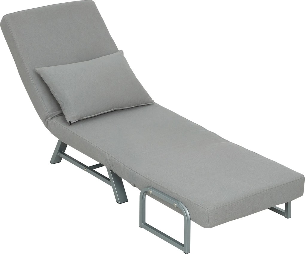 HOMCOM fotel rozkładany, fotel tapicerowany, przekształcany w łóżko dla gości, ergonomiczny, jasnoszary