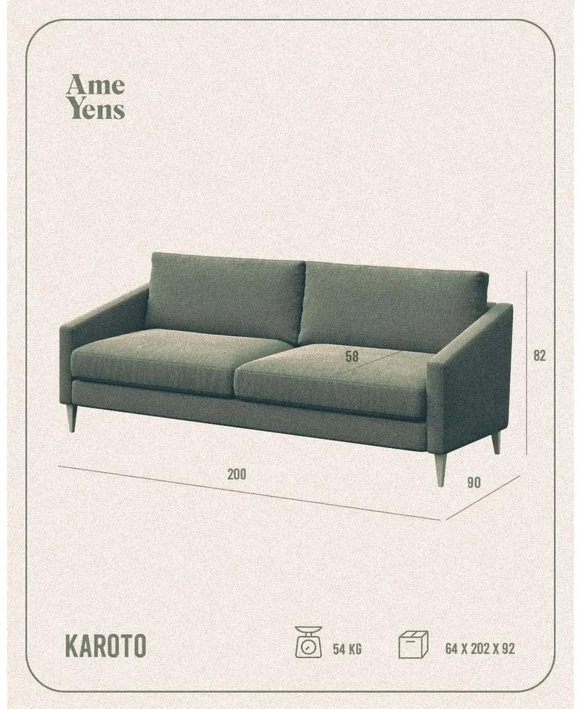 Ciemnozielona aksamitna sofa 200 cm Karoto – Ame Yens
