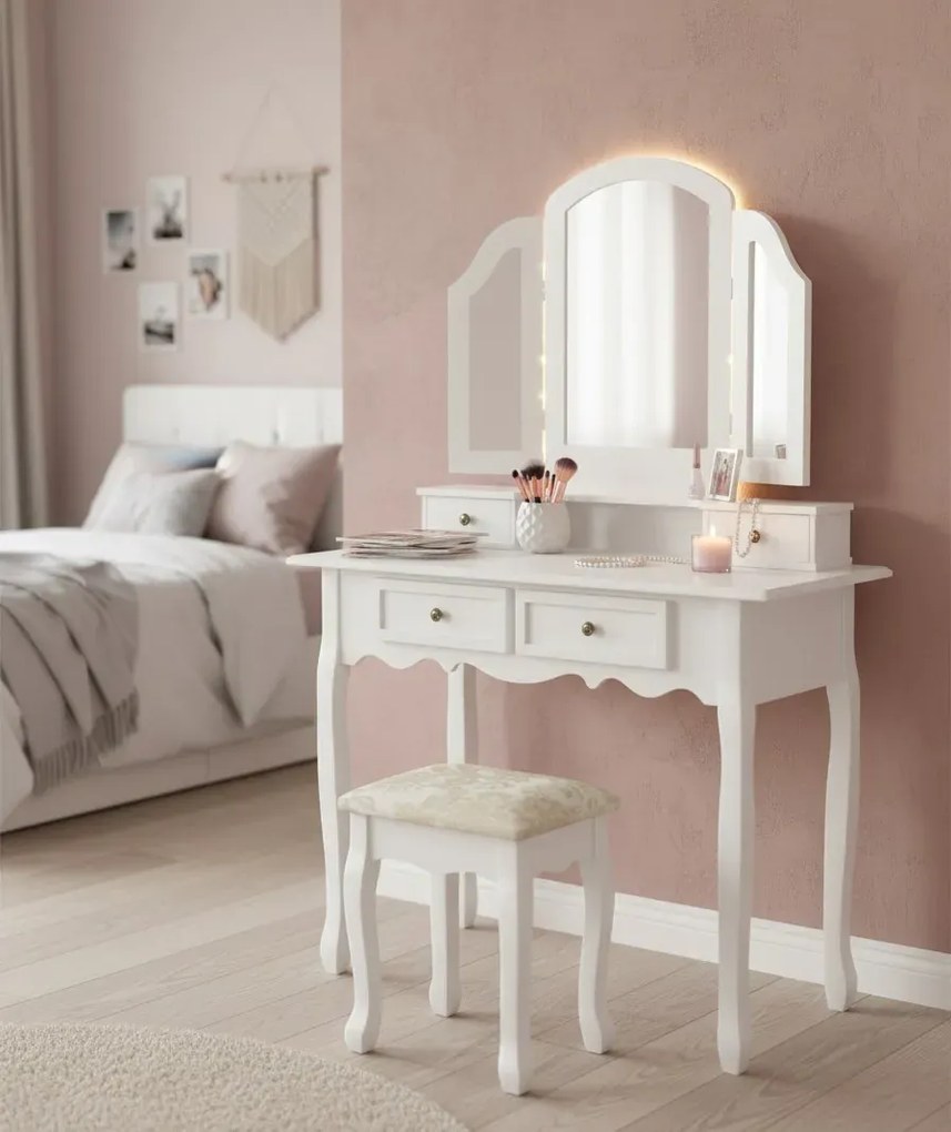 Biała toaletka ze stołkiem F7-F41