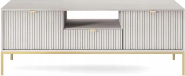 STOLIK RTV SZARY CZARNY / ZŁOTY STELAŻ 154x56x39 cm, stalowy stelaż, NOVC
