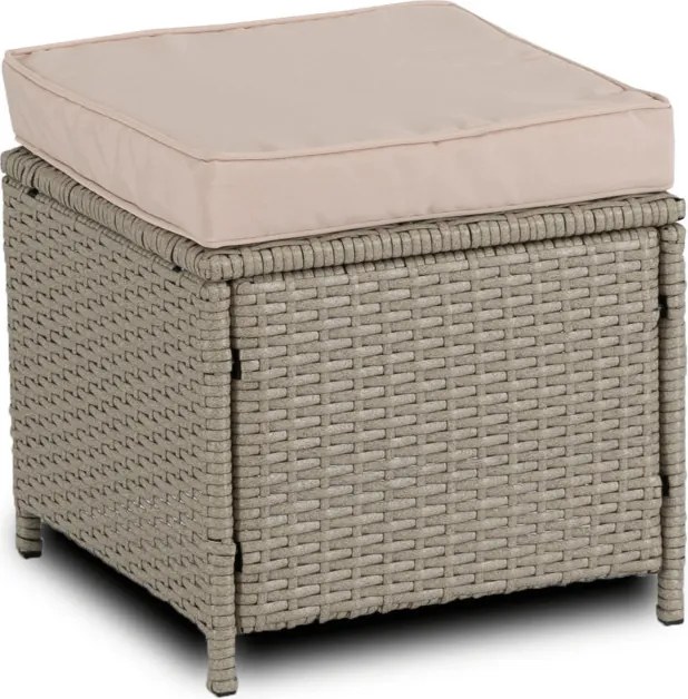 Zestaw Mebli Ogrodowych COLORADO Beżowy Sofa Pufy Stolik Tarasowy Technorattan Nowoczesny