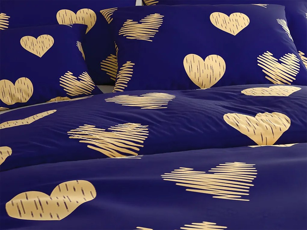 PrzytulneMieszkanie.pl PrzytulneMieszkanie.pl Pościel z mikrofibry GOLBINO ciemnoniebieska Rozmiar pościeli: 2 szt 70 x 90 cm | 200 x 220 cm