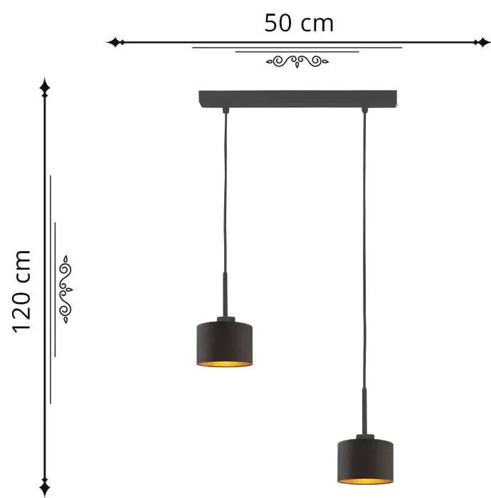 Lampa wisząca z abażurami na chromowanym stelażu - D1-W76