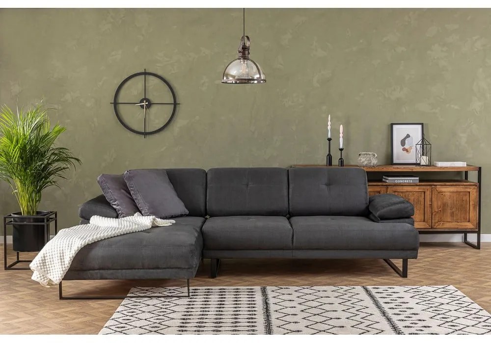 Ciemnoszara sofa narożna Artie Mustang, narożnik lewy