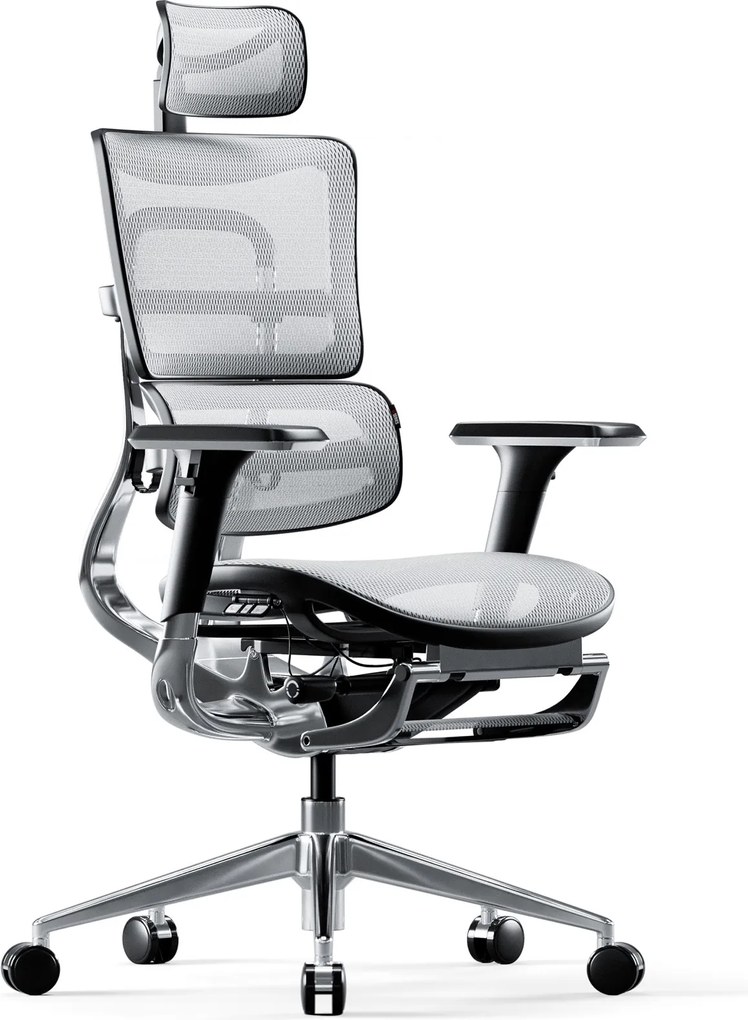 Fotel biurowy z podnóżkiem Diablo V-Master, zgodny z normą BHP, kolor czarno-biały