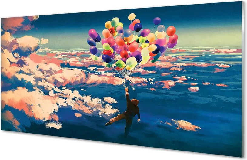 Szklany Panel Balony na Niebie pełnym Chmur