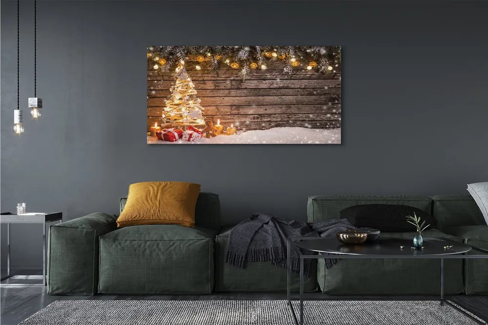 Fotoobraz na płótnie Choinka, Śnieg i Dekoracje