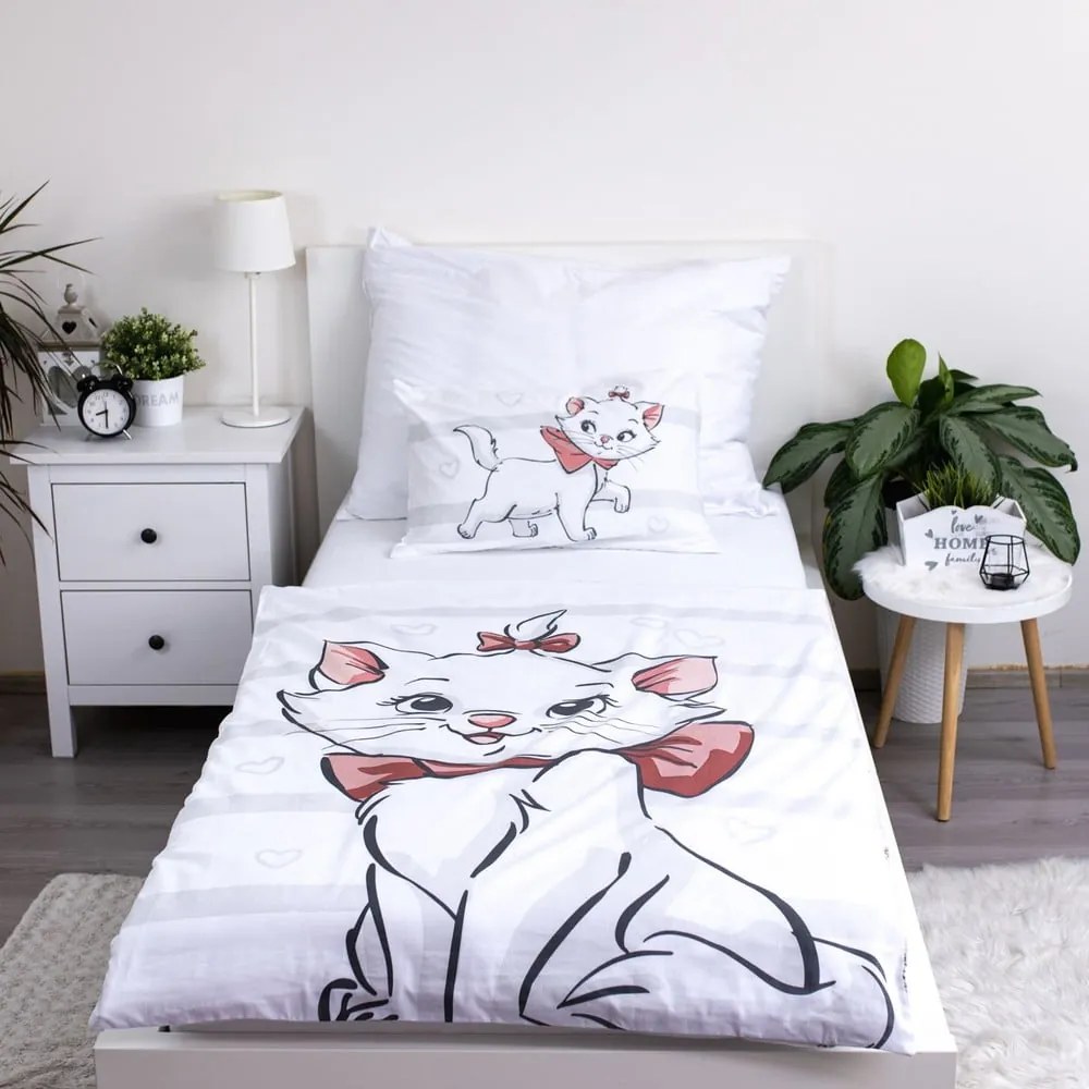 Biała bawełniana pościel dziecięca do łóżeczka 100x135 cm Marie Cat "Bow" – Jerry Fabrics