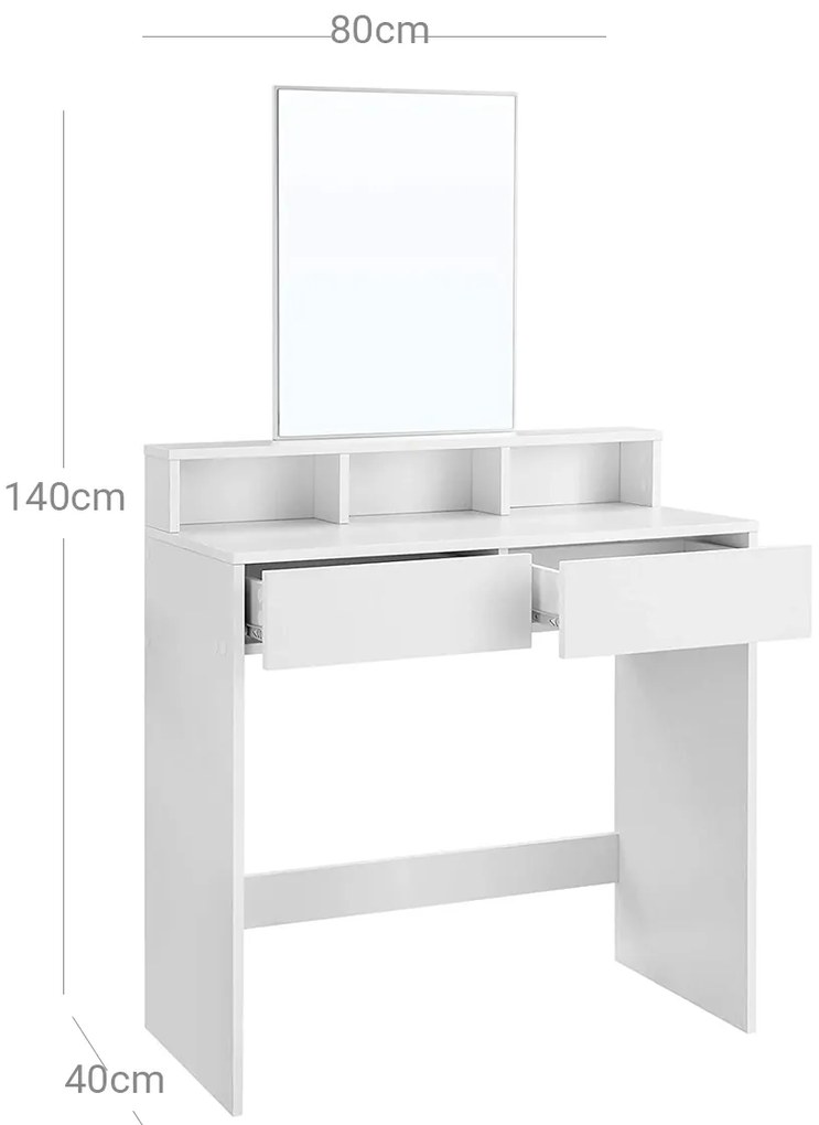 Toaletka z lustrem ANGLE 80x40cm, biała