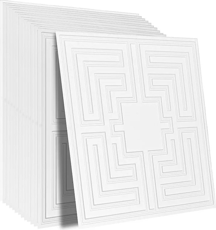 Samoprzylepne Klocki PVC SucceBuy Deski Sufitowe Pakiet z 12 60.96CM x 60.96CM PVC Łatwa Instalacja Biały Eco Wzór