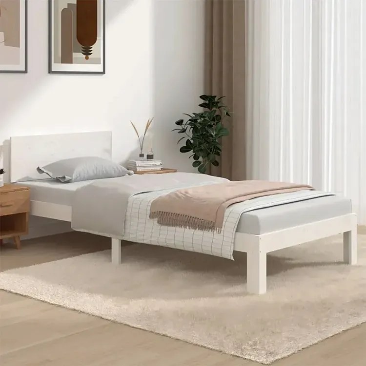 Białe pojedyncze łóżko drewniane 90x200 N2-N20