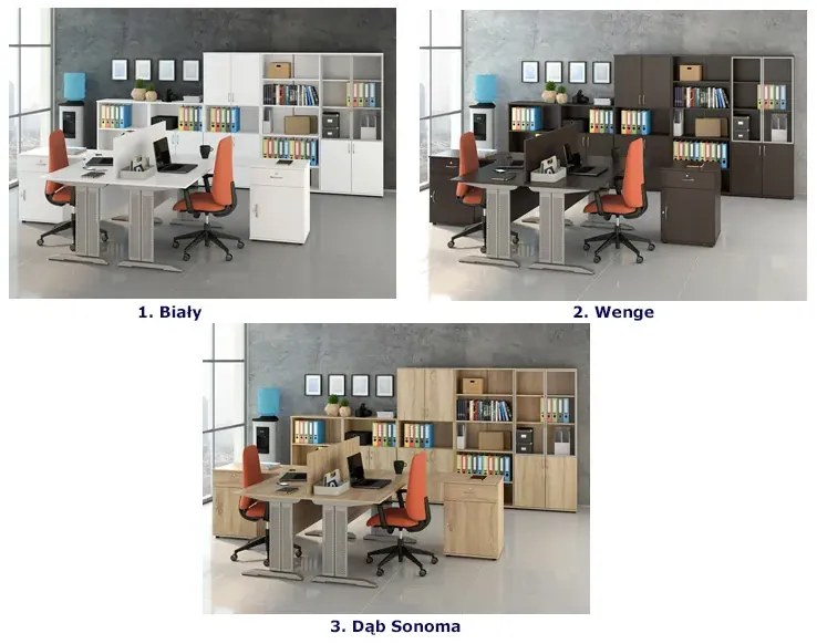 Zestaw biurowych mebli z biurkiem zamykanych na kluczyk wenge B1-E55