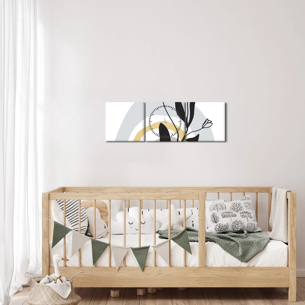 Obraz - Kwiaty w wazonie N⁰1 (z zegarem) (90x30 cm)