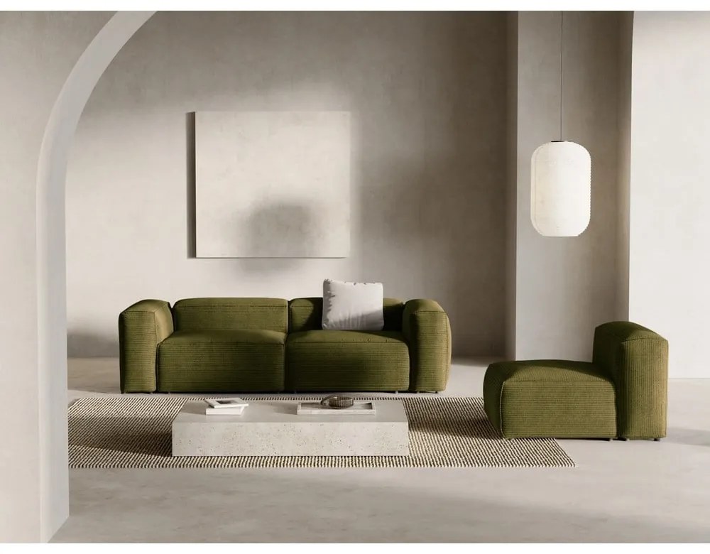 Zielona sztruksowa sofa 264 cm Bergano – Cosmopolitan Design