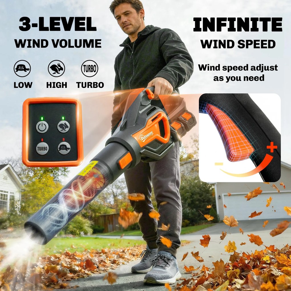 Outsunny laubgebläse kleiner outdoor sauger klein garten staubsauger akku-laubsauger elektrisch bläser akkulaubbläser laubpüster gartenföhn laubföhn akkubläser püsterich | Aosom PL