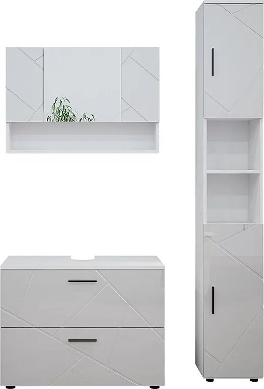 Zestaw mebli łazienkowych biały wysoki połysk 80x41x58.6 irma