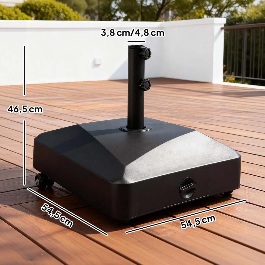 Outsunny Podstawa na parasol, Stojak na parasol, Uchwyt na parasol, 54,5 x 54,5 x 48 cm, Czarny