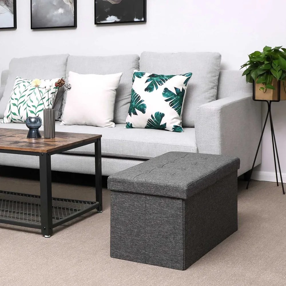 Taboretka z miejscem do przechowywania OTO, 76x38x38cm, antracyt SongmicsHome