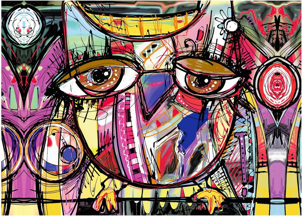 Obraz na szkle - Street art - sowa (70x50 cm)
