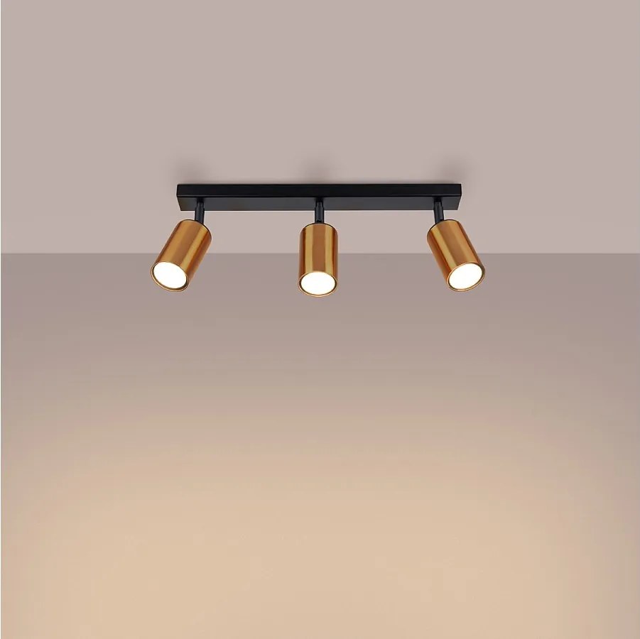Plafony nowoczesny Glois, stal - 3 źródło światła 3000K - L.45 x H.18.5 cm - czarny/miedź