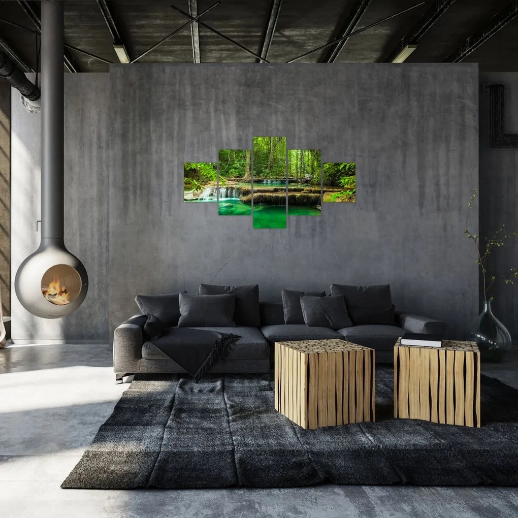 Obraz - Zielony wodospad (125x70 cm)