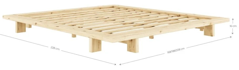 Czarne podwójne łóżko wykonane z drewna sosnowego z siatką 180x200 cm Japan - Karup Design