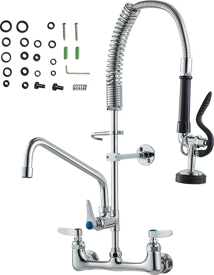 Bateria Kuchenna, SucceBuy Komercyjna Bateria Ścienna - Ze Spryskiwaczem do Płukania, 63.5 cm