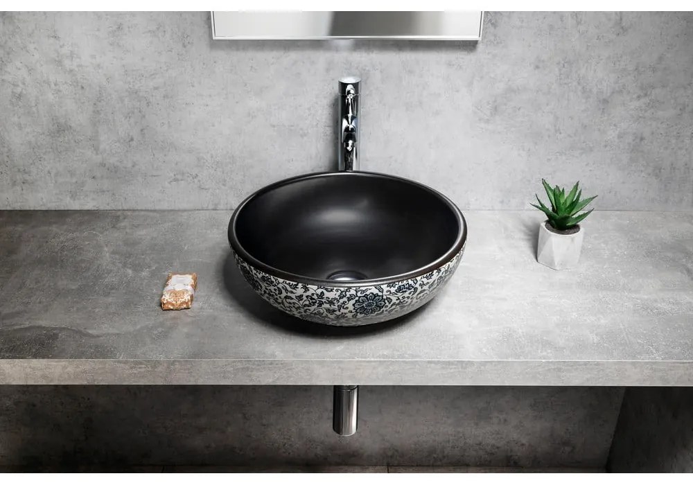 Czarna ceramiczna okrągła umywalka ø 41 cm Priori – Sapho